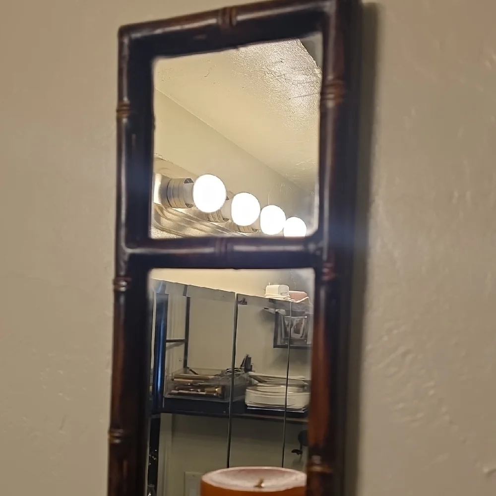 Home Interiors Dark Brown Bamboo-Style Wall Mirror
